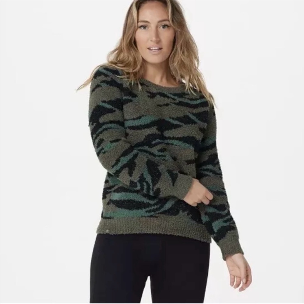 Barefoot Dreams Camo Crewneck Pullover Sweater - Picture 6 of 6